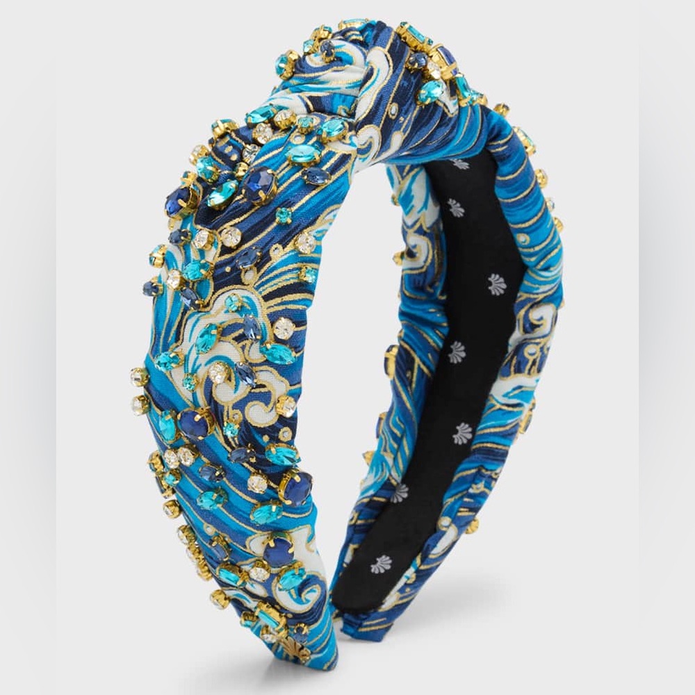 LELE SADOUGHI CRASHING WAVES MIXED CRYSTAL WOVEN KNOTTED HEADBAND